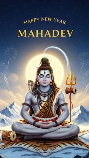 Happy New Year Mahadev Meditation Wallpaper