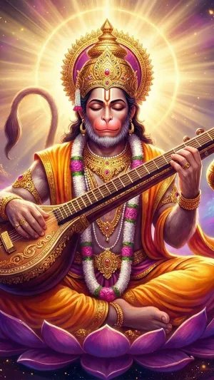 Celestial Hanuman Bhajan Meditation Wallpaper