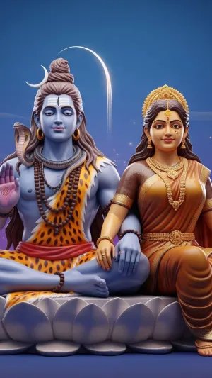 Shiv Parvati Divine Union – Peaceful 3D Spiritual Artwork