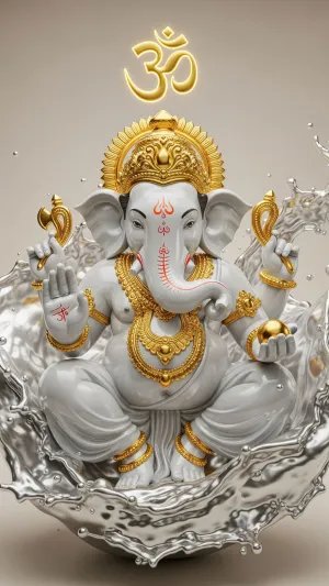Divine White Ganesha 3D Idol – Om Blessings & Prosperity