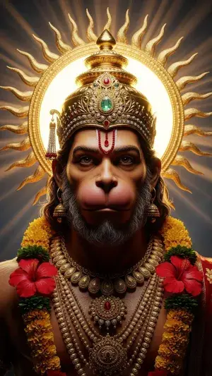 Divine Hanuman Ji Royal Portrait 4K Wallpaper