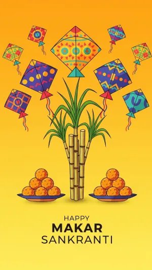 Happy Makar Sankranti Colorful Kite Festival Poster