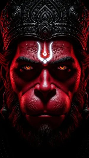 Fierce Hanuman Portrait with Divine Tilak