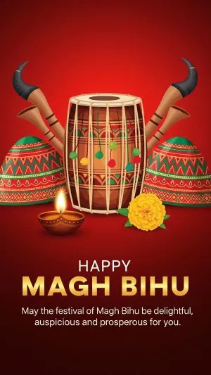 Happy Magh Bihu Festival Poster – Assamese Celebration