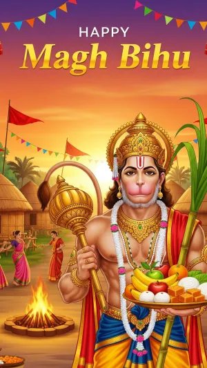 Happy Magh Bihu Hanuman Festival Poster