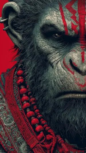 Dark Warrior Hanuman Close-Up Devotional Art