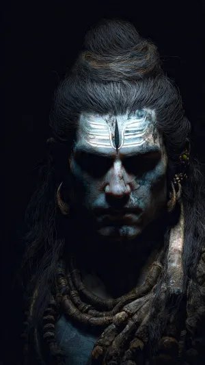 Fierce Lord Shiva Portrait with Sacred Tripundra