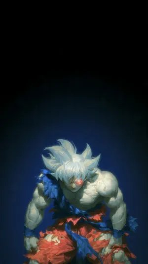 Powerful Anime Warrior with White Hair and Glowing Eye