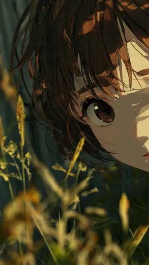 Soft Aesthetic Anime Girl in Golden Sunlight