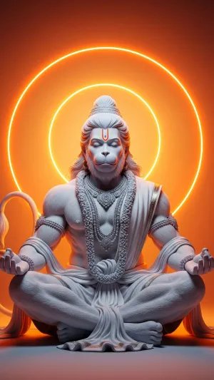Meditating Lord Hanuman with Glowing Halo Wallpaper