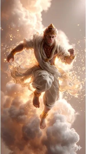 Lord Hanuman Flying in Divine Power