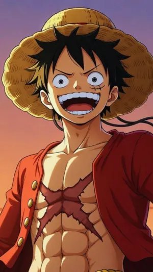 Anime Pirate Hero Smiling at Sunset