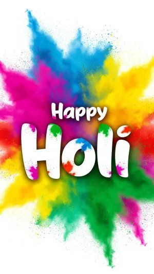 Happy Holi Color Splash Typography Wallpaper