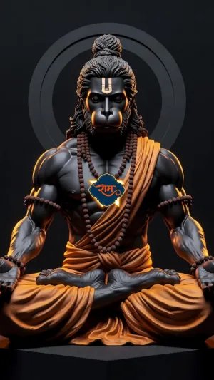 Minimalist Dark Hanuman Meditation with Ram Name Glow