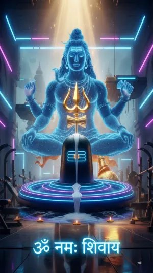 Futuristic Lord Shiva Neon Art with Om Namah Shivaya