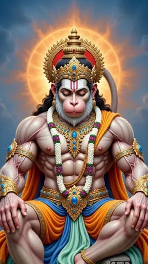 Divine Hanuman Meditation with Golden Aura