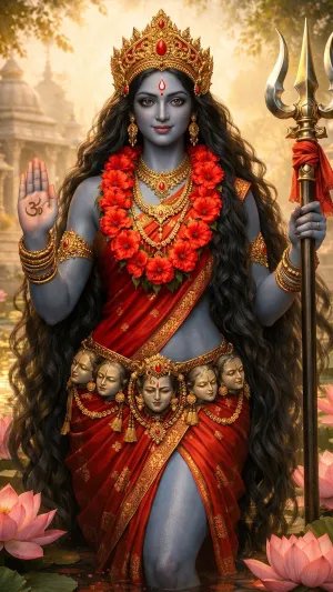 Divine Goddess Kali with Trishul Blessing Pose