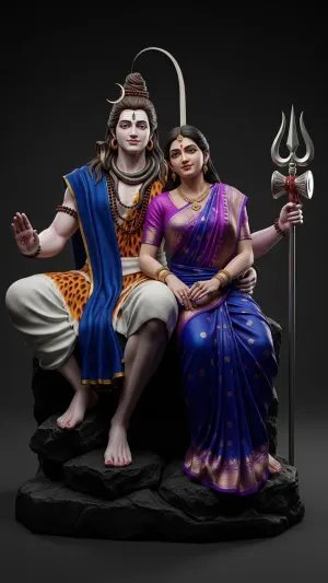 Shiv Parvati Divine Idol HD Wallpaper