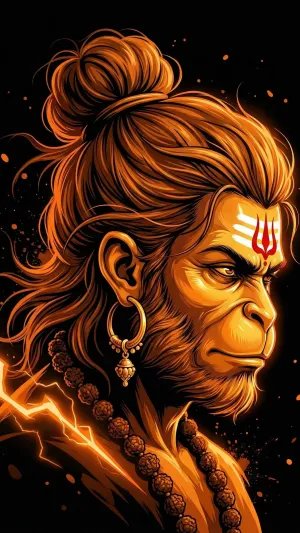 Fiery Hanuman Power Portrait Wallpaper