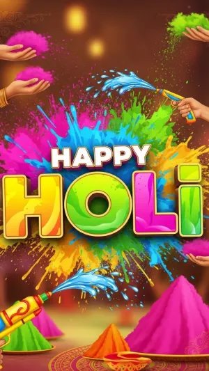 Happy Holi Color Splash Celebration Wallpaper