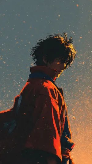 Dark Anime Boy with Red Jacket Wallpaper