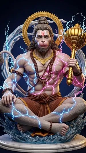 Powerful Hanuman with Lightning Energy Wallpaper