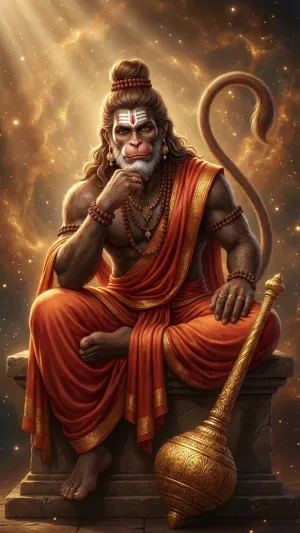 Divine Hanuman with Golden Gada Wallpaper