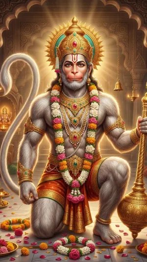Divine Temple Lord Hanuman Blessing Wallpaper