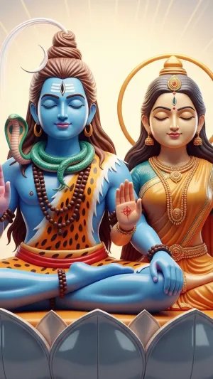 Lord Shiva and Parvati Divine Blessing Wallpaper