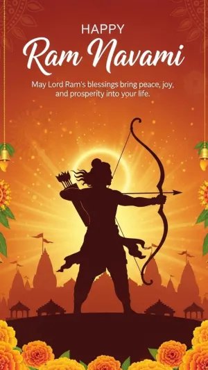 Happy Ram Navami Lord Rama Archer Festival Wallpaper