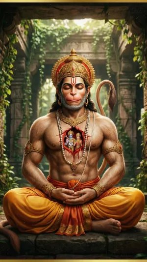 Meditating Lord Hanuman Ram Darshan Devotional Wallpaper