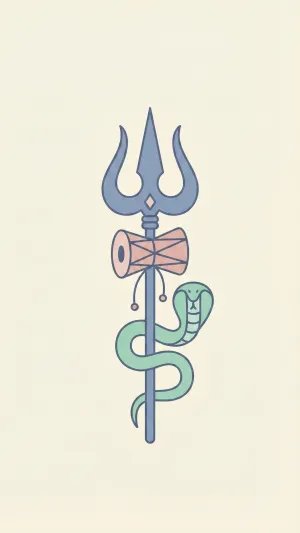 Lord Shiva Trishul and Damru Sacred Symbol Wallpaper