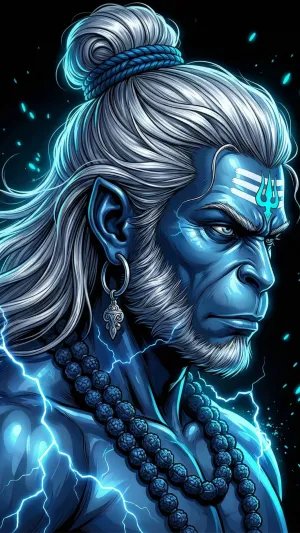 Divine Hanuman Warrior Portrait Spiritual Wallpaper