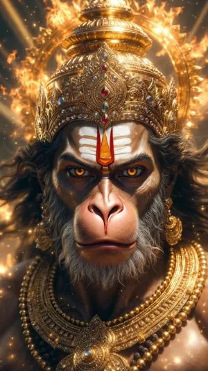 Divine Lord Hanuman Golden Warrior HD Wallpaper