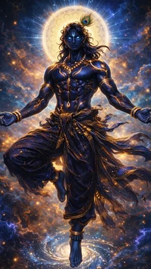 Cosmic Lord Krishna Divine Energy Spiritual HD Wallpaper