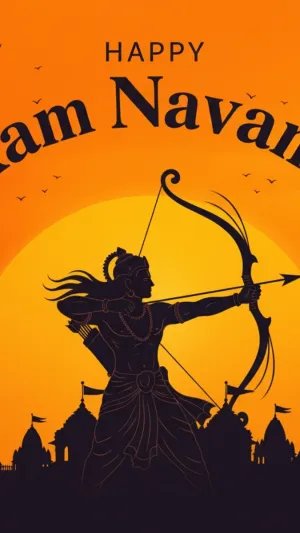 Happy Ram Navami Lord Rama Silhouette HD Wallpaper