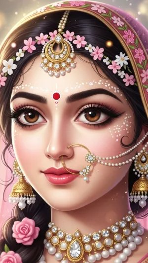 Traditional Indian Bridal Portrait Elegant HD Wallpaper