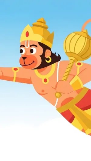 Flying Hanuman Cartoon Cute HD Wallpaper