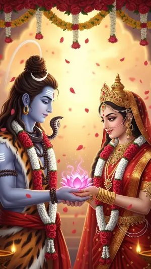 Divine Shiva Parvati Wedding Blessings HD Wallpaper