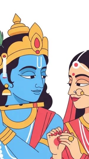 Radha Krishna Divine Love Minimal Art Wallpaper