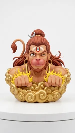 Cute Hanuman 3D Cartoon Fire Power HD Wallpaper