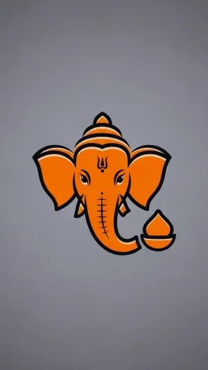 Minimal Ganesh Orange Icon Clean HD Wallpaper