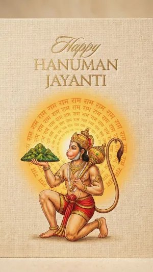 Minimal Hanuman Jayanti Canvas Art Ram Naam Halo