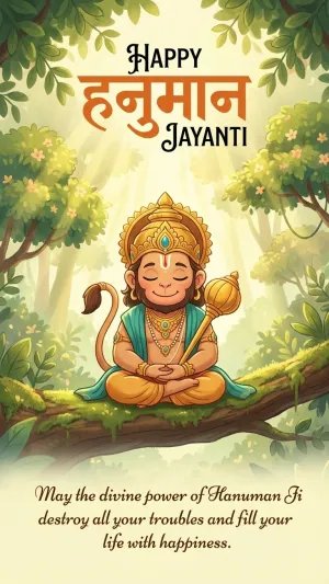 Cute Baby Hanuman Jayanti Cartoon Forest HD Wallpaper