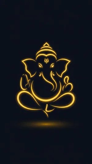 Golden Glow Lord Ganesha Minimal Dark HD Wallpaper