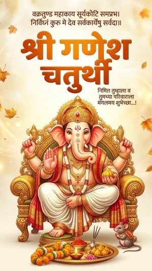 Shree Ganesh Chaturthi Festival Blessing HD Devotional Poster