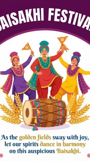 Baisakhi Festival Punjabi Dance with Dhol Illustration