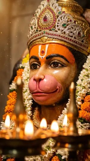 Lord Hanuman Temple Idol Aarti HD Wallpaper