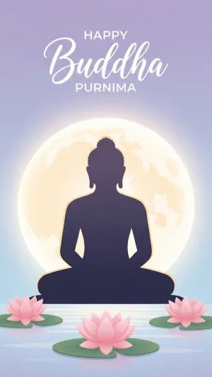Happy Buddha Purnima Minimal Meditation Lotus Art