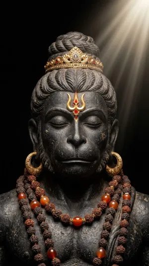 Meditative Hanuman Face with Trishul Divine Wallpaper